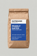 Pearly Gates medium-dark coffee blend bag with semi-sweet chocolate and toffee notes